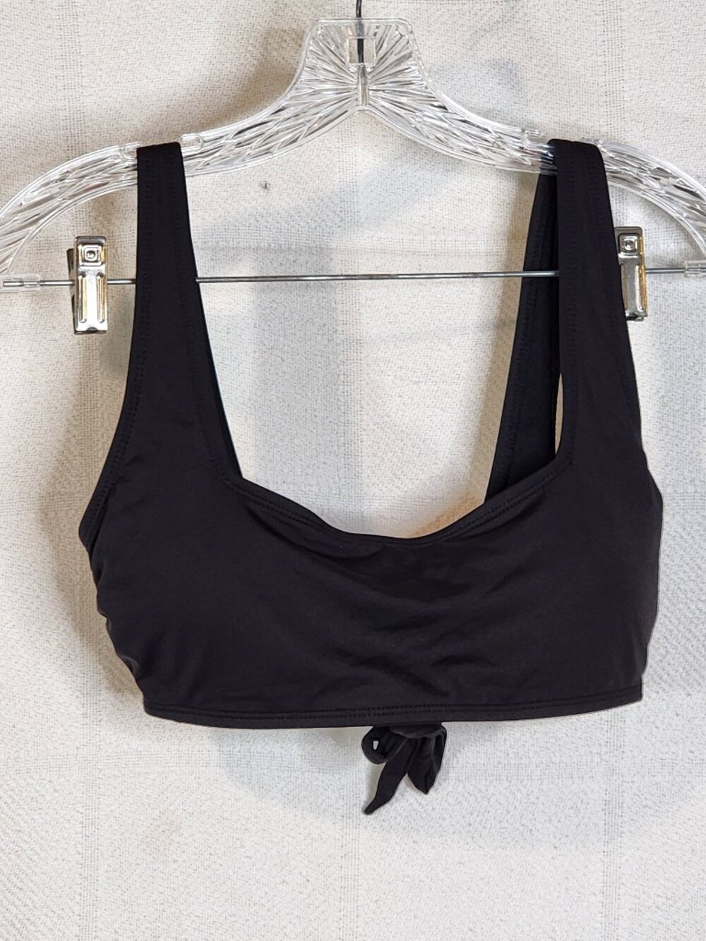 Essentials by Catalina Black Nylon Span Recycled Poly Square Neck Swim Top S 4-6